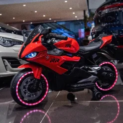 Xe Moto Phân Khối Lớn, Xe Máy Điện XM919 12v, Có Đèn Led Bánh Xe Siêu Ngầu