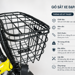 Giỏ sắt xe đạp, xe điện sơn tĩnh điện bền đẹp, chắc chắn