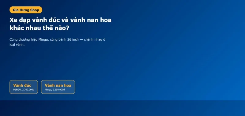 So sánh xe đạp vành đúc và vành nan hoa Mingu 26 inch tại Gia Hưng