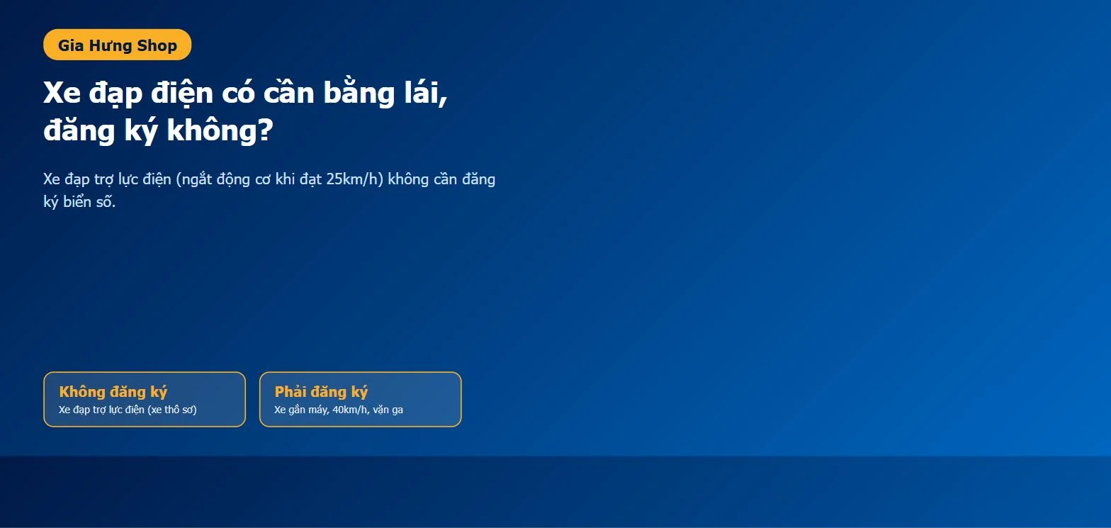 Xe đạp trợ lực điện không cần đăng ký biển số theo luật 2024 tại Gia Hưng