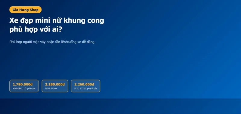 So sánh 3 mẫu xe đạp mini nữ khung cong tại Gia Hưng — YOSHIBEI, SITO ST740, SITO ST720
