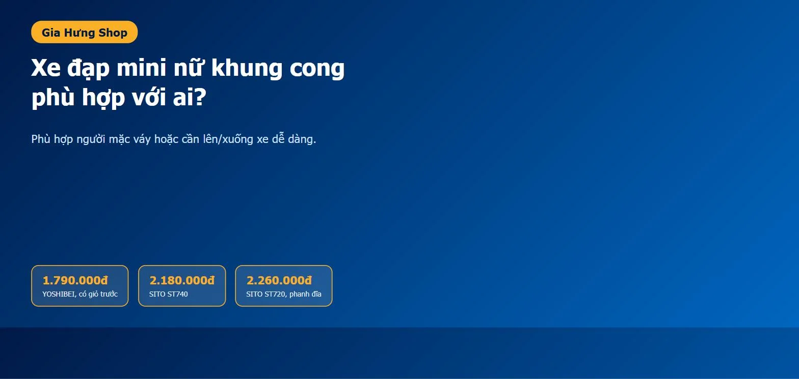 So sánh 3 mẫu xe đạp mini nữ khung cong tại Gia Hưng — YOSHIBEI, SITO ST740, SITO ST720